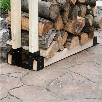 Комплект кронштейнов для хранения дров - Регулируется на любую длину - Закрытый дизайн - 2 части кронштейнов, прочные, простые в использовании