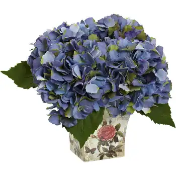 Композиция из искусственных цветов с цветочным кашпо, Синие сухоцветы для прессованных цветов из смолы, Черные цветы для домашнего декора