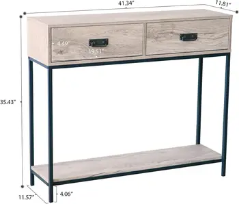 Консольный столик из светлого дерева с выдвижным ящиком, Столик для прихожей, Диван-столик с достаточным местом для хранения вещей в гостиной, Шкаф-стол для прихожей