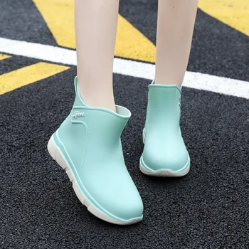 Корейская версия непромокаемых ботинок; Женская летняя Модная верхняя одежда с коротким рукавом; Универсальные непромокаемые ботинки; Водонепроницаемая обувь Ins Tide; галоши
