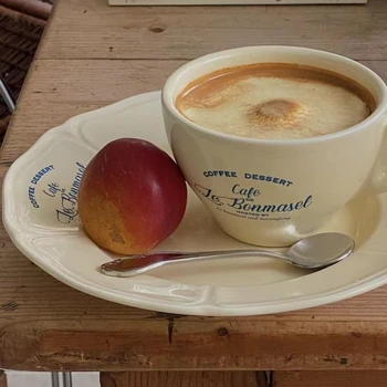 Корейская винтажная французская керамическая кофейная чашка со сливками и тарелка Керамическая для обеденных тарелок Чашка для завтрака Керамическая тарелка