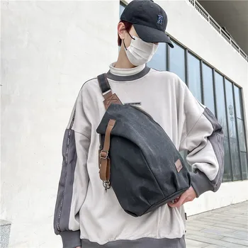 Корейская модная мужская сумка через плечо Harajuky, холщовая нагрудная сумка, Мужской рюкзак для мальчиков-подростков, повседневная спортивная велосипедная сумка-слинг