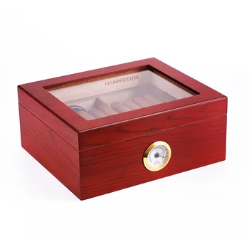 Коробка для сигар HANNICOOK большой емкости из классического кедрового дерева с визуальным потолочным окном, коробка для увлажнения сигар