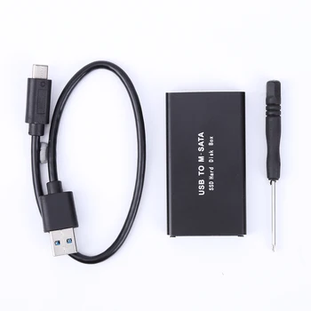 Корпус жесткого диска USB3.1 для mSATA SSD, коробка для мобильного жесткого диска со светодиодным индикатором работы, коробка для мобильного жесткого диска SSD