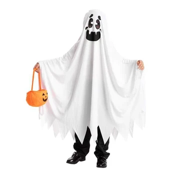 Костюм на Хэллоуин для детей, девочек и мальчиков, плащ-призрак, безликие костюмы для косплея, Милая белая накидка