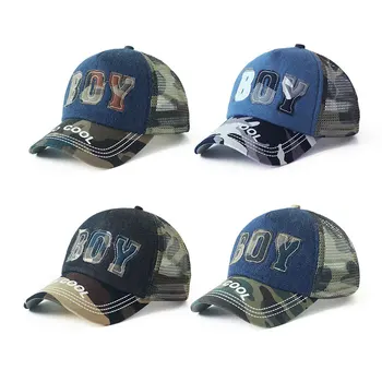 Крутая Новая Летняя сетчатая кепка для мальчиков и девочек, Камуфляжная бейсболка с вышивкой для мальчиков, Популярная шляпа от Солнца в стиле хип-хоп