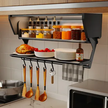 Кухонная выдвижная складная подставка для приправ для приготовления пищи, артефакт, подставка для приправ под шкафом для хранения приправ.