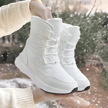 Лаконичные зимние ботинки, новинка 2023 года, теплые нескользящие однотонные дизайнерские ботинки на платформе из высококачественного плюша, женские удобные Botas Mujer