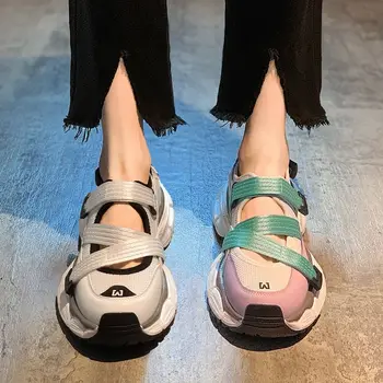 Летние новые женские спортивные сандалии, Универсальные сетчатые пляжные сандалии с отверстиями, Дышащая Повседневная спортивная обувь INS Для женщин