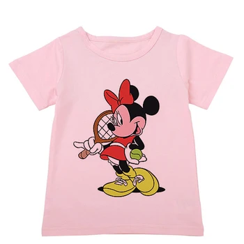 Летняя детская одежда Disney, новинка, футболка с принтом Микки, Дональда Дака, хлопковый топ с героями мультфильмов для мальчиков и девочек, модная бело-розовая блузка