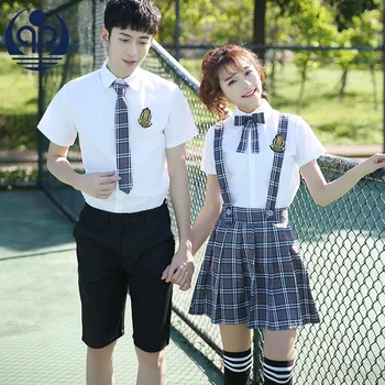 Летняя школьная форма для девочек, рубашка с коротким рукавом + клетчатая юбка, униформа корейских студентов в японском стиле, Матросские костюмы D-0580