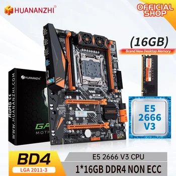 Материнская плата HUANANZHI X99 BD4 LGA 2011-3 XEON X99 с процессором Intel E5 2666 v3 и комбинированным комплектом памяти 1*16G DDR4 без ECC NVME NGFF