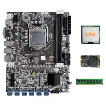 Материнская плата для майнинга B75 ETH 12 PCIE к USB LGA1155 Материнская плата со случайным процессором + MSATA SSD 64G + DDR3 4GB 1600MHz RAM