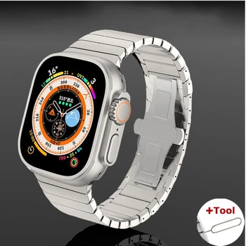 Металлический ремешок для Apple Watch Ultra 49 мм 45 мм 41 мм 44 мм 42 мм 40 мм Сменный браслет из нержавеющей стали для iwatch 8 7 6 5 4 3 SE
