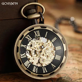 Механические карманные часы в стиле стимпанк, антикварные Мужские Женские часы, карманные часы-брелок с цепочкой relogio masculino