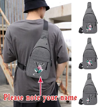 Многофункциональная Мужская нагрудная сумка с индивидуальным названием, сумка через плечо с буквенным принтом, Противоугонная дорожная сумка, Мужская USB-зарядная Нагрудная сумка