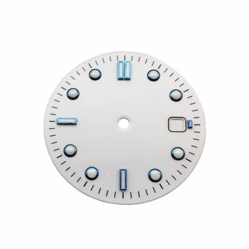 Модифицированный белый циферблат часов с точностью 31,1 мм, зеленая светящаяся надпись, подходит для механизма 2813 2824 EC2