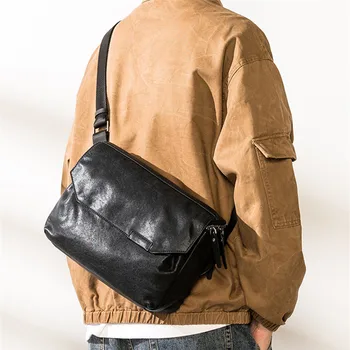 Модная повседневная роскошная мужская черная сумка-мессенджер из натуральной кожи для работы на улице, поездок на работу, сумка для планшетов из натуральной воловьей кожи