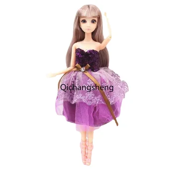 Модное Фиолетовое кружевное платье с блестками для куклы Барби, Наряды Принцессы, Вечернее платье 1/6 BJD, Аксессуар для кукольного домика, Игрушка в подарок