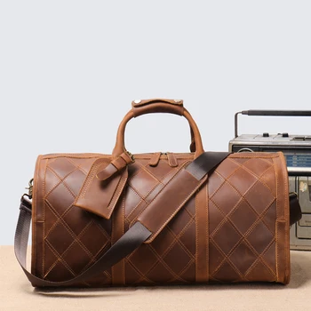 Мужская винтажная сумка для переноски на выходные из натуральной кожи, сумка ручной работы через плечо, сумка для ноутбука, мужская дорожная сумка