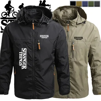 Мужская водонепроницаемая куртка, пальто с капюшоном, Странные вещи, Ветровка для скалолазания на открытом воздухе, Ветрозащитная осенне-зимняя куртка