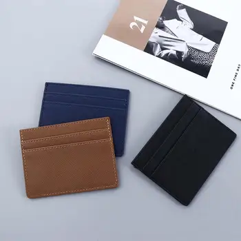 Мужская двусторонняя банковская карта из искусственной кожи, кредитная идентификационная карта, тонкий держатель для карт, деловой кошелек, сумка, мешочек для монет