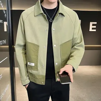 Мужская Новая повседневная куртка В корейском стиле, Простая прострочка, ретро Мода, Однобортная Повседневная Универсальная Удобная куртка