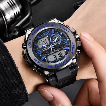 Мужские повседневные и модные резиновые часы Мужские часы 50 м водонепроницаемые наручные часы светодиодные кварцевые часы Спортивные часы Мужские часы Relojes