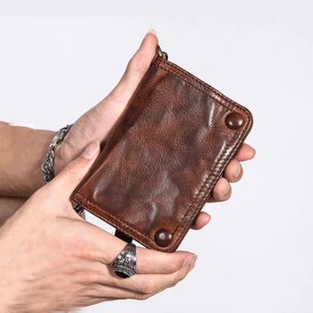 Мужской кожаный бумажник AETOO с коротким вертикальным разрезом, многофункциональный держатель для водительских прав, для мужчин, ручная работа, ретро tide bran