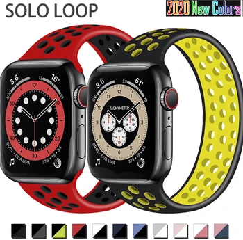 Мягкий Силиконовый ремешок для Apple Watch Series 6 SE 5 3 42 мм 38 мм Резиновый Ремешок для iWatch 4/5/6 40 мм 44 мм Браслет Sport Solo Loop