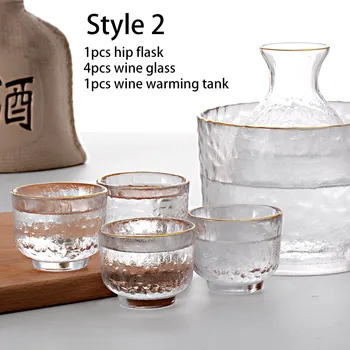 Набор для приготовления пномпеньского саке в японском стиле, Прозрачный стеклянный термостойкий кувшин для теплого саке, Бокал для вина и набор для ликера