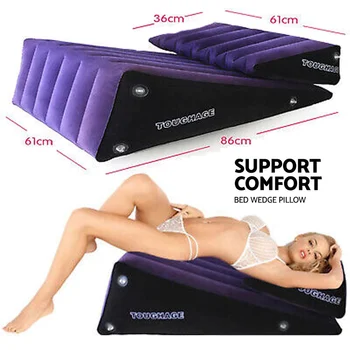 Надувная подушка с двойной клиновидной рампой, Комбинированный комплект секс-подушек, Шезлонг для йоги, кресло для отдыха, Секс-мебель для игр в Бондаж, воздушный насос