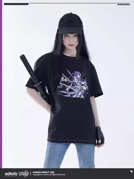 Натуральная серия Honkai Impact 3 Line Impression, Модная новая футболка, серия игр для косплея, Хлопковая летняя футболка с коротким рукавом