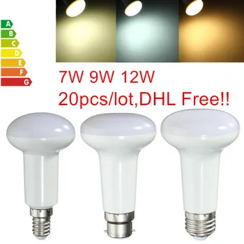 Низкая цена!!! E14/E27/B22 светодиодный светильник R50/R63/R80 7 Вт 9 Вт 12 Вт светодиодные лампы внутреннего освещения 85-265 В 20 шт./лот, DHL Бесплатная доставка!!