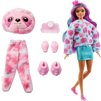 Новая кукла серии Barbie Cutie Reveal Fantasy с плюшевым костюмом Ленивца, 10 сюрпризов, Подарочная игрушка для изменения цвета Мини-питомца, быстрая доставка