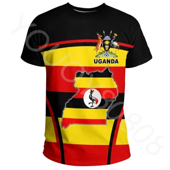 Новая Повседневная свободная толстовка, футболка с африканской зоной, футболки с активным флагом Уганды, Одежда, топы для мужчин и женщин