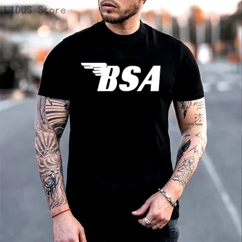 Новая рубашка с классическим логотипом Bsa, черная Белая футболка, мужская Бесплатная доставка, подростковая поп-футболка