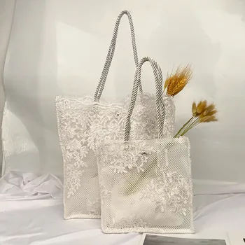 Новая соломенная сумка для путешествий, пляжная сумка для отдыха, кружевная сумка с цветами, Модная женская большая сумка-ведро для покупок