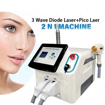 Новейший 2000 Вт Диод 2 в 1 Pico Laser 808 Лазерная машина Picosecond + 808 Машина для удаления волос Диодный лазер Plus Pico