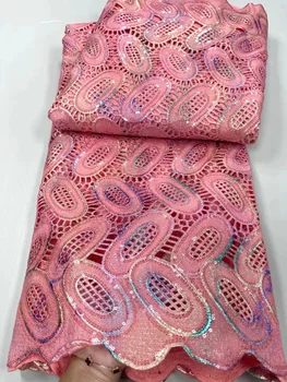Новейший дизайн Высококачественная Ручная вышивка Швейцарская Вуалевая ткань Кружево С Блестками Для Африканской Кружевной ткани 2022 Свадебная 5 ярдов