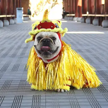 Новогодний костюм Льва для танцев в китайском стиле, Красивые Моральные Косплей-вечеринки, Отличительное украшение одежды для собак И Кошек