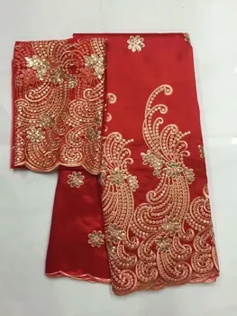 Новое поступление, Африканская кружевная ткань George с кружевной сеткой, Нигерия, Вышивка пайетками, Свадебные ткани Для Индии, женское платье 5 + 2