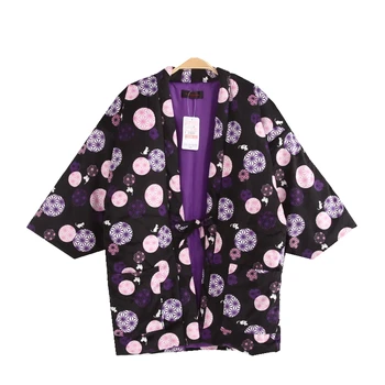 Новое японское женское пальто Hanten из стеганой ткани с кроликом Сакура, Бархатная Юката, Азиатская одежда, Женская куртка Haori, Зимняя