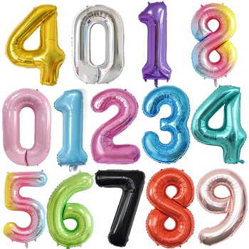 Новые 40-дюймовые воздушные шары из фольги на День Рождения с гелиевым номером 0-9, Воздушный шар С Днем Рождения, Украшения для Свадебной вечеринки, Душ, Большие фигурки, Глобусы