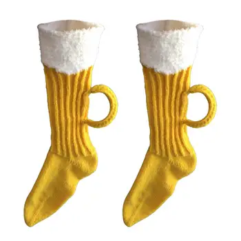 Новые носки, 3d вязаные носки, мужские носки-тапочки для женщин и мужчин, Рождественские праздники, зимние подарки, форма пивной кружки