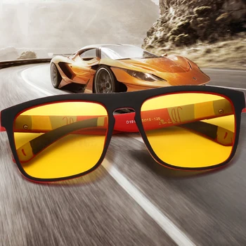 Новые очки ночного видения Мужские Женские Поляризованные солнцезащитные очки Желтые линзы с антибликовым покрытием, Солнцезащитные очки для ночного вождения UV400