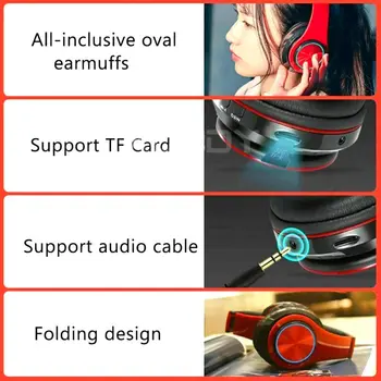 Новые светящиеся Bluetooth-совместимые наушники, беспроводная стереогарнитура над ухом, FM-радио, карта Micro SD, воспроизведение MP3 с микрофоном