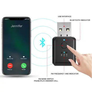 Новый беспроводной USB-Bluetooth-совместимый адаптер 5.0 для автомобильного радиоприемника, усилителя сабвуфера, мультимедийного аудиоадаптера, приемника