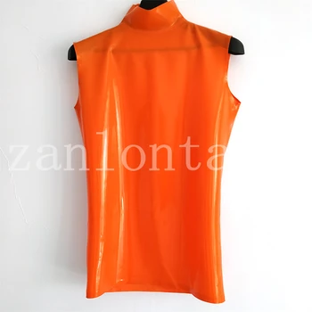новый дизайн, сексуальное женское белье ручной работы, мужской оранжевый воротник с высоким воротом, тонкие облегающие топы cekc, жилет, блузка без рукавов, молния сзади XS-XXL
