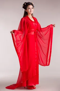 Новый костюм ханьфу, классические китайские белые/красные/розовые костюмы для народных танцев, тканевый слинг Хань/перетяжка и пояс/шифоновый песок